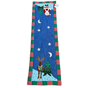 C&F Enterprises Christmas Table Runner Quilted Applique Santa Reindeer 54 Inches